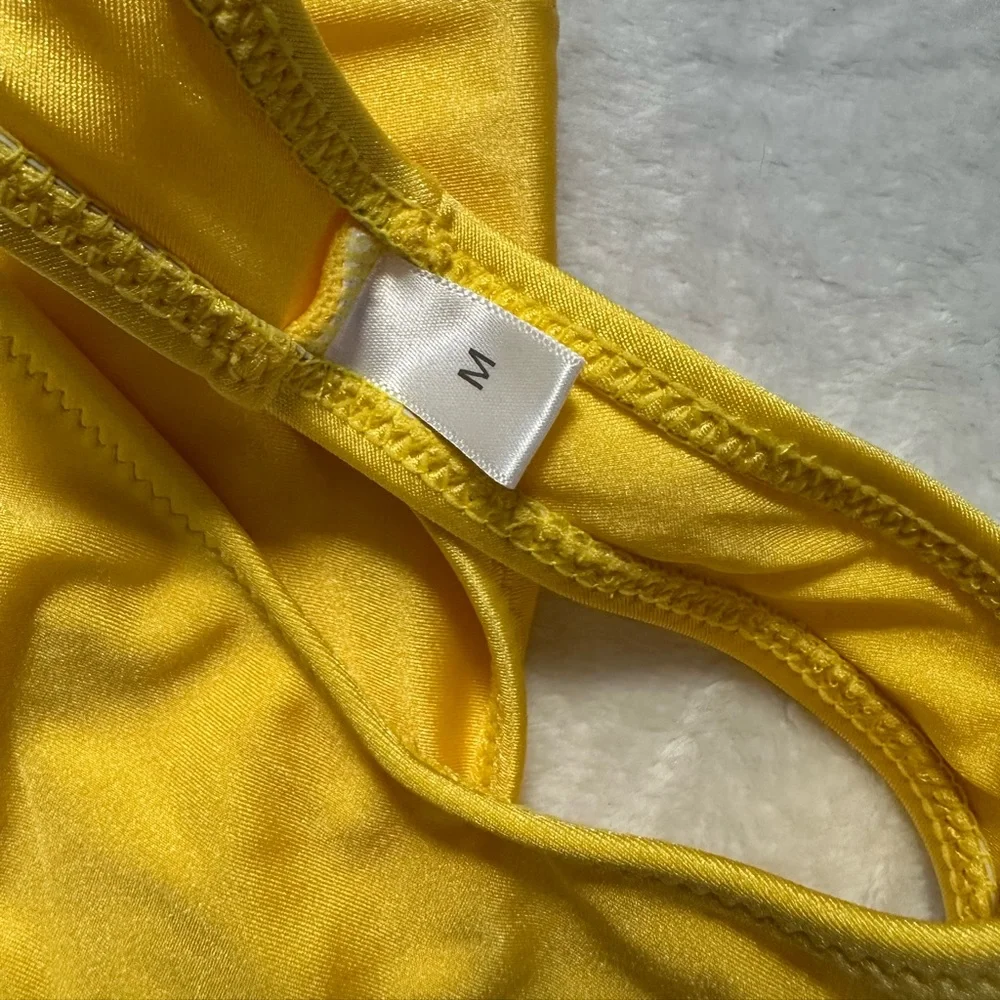 Amazon Yellow Cutout High Leg Bikini Size Medium NWOT